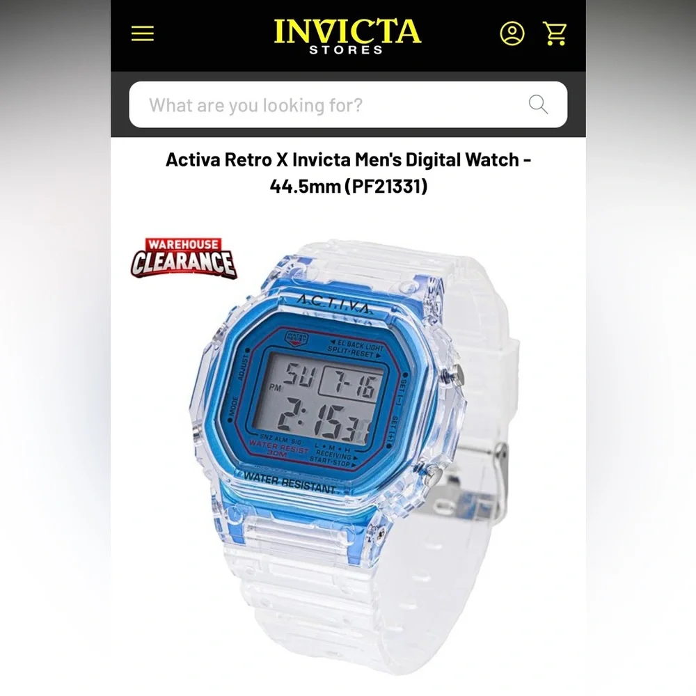Invicta Transparent Activa Retro X Digital Watch